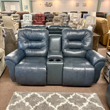 Steel Leather Unity Console Power Reclining Loveseat