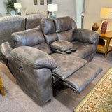 Amity Dusty Power Reclining & Power Headrest Loveseat Console