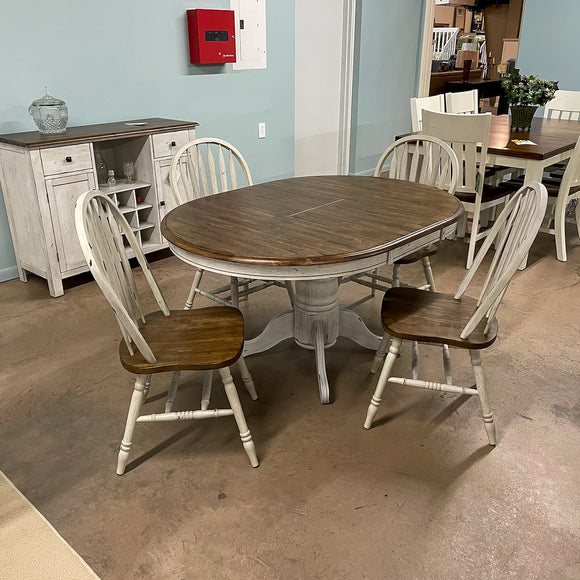 White Chenille Table & 4 Chairs