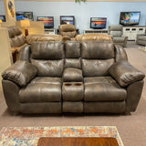 Amity Dusty Power Reclining & Power Headrest Loveseat Console