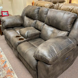 Amity Dusty Power Reclining & Power Headrest Loveseat Console