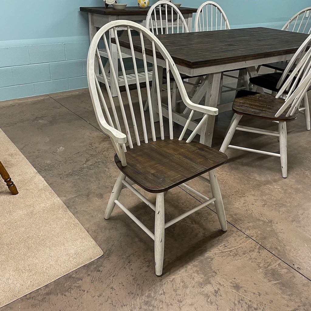 White Farmhouse Rectangular Table 6 Chairs