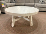 Modern White Farmhouse Splay Leg Round Cocktail