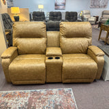 Maverly Pecan Reclining Loveseat with Cupholder