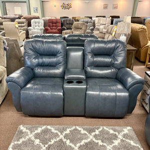 Steel Leather Unity Console Power Reclining Loveseat
