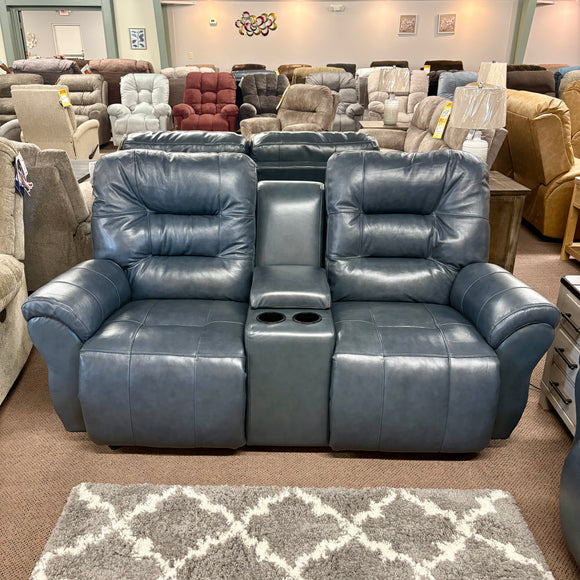 Steel Leather Unity Console Power Reclining Loveseat