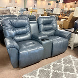 Steel Leather Unity Console Power Reclining Loveseat