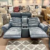 Steel Leather Unity Console Power Reclining Loveseat