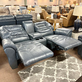 Steel Leather Unity Console Power Reclining Loveseat