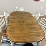 White Chenille Leg Table & 6 Chairs