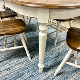 White Chenille Leg Table & 6 Chairs
