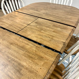 White Chenille Leg Table & 6 Chairs