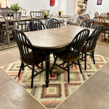 Black Chenille Leg Table & 6 Chairs