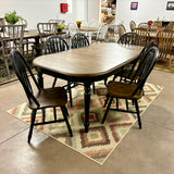 Black Chenille Leg Table & 6 Chairs