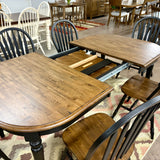 Black Chenille Leg Table & 6 Chairs