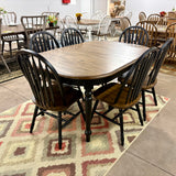 Black Chenille Leg Table & 6 Chairs