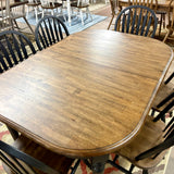 Black Chenille Leg Table & 6 Chairs