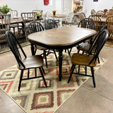 Black Chenille Leg Table & 6 Chairs
