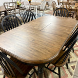 Black Chenille Leg Table & 6 Chairs