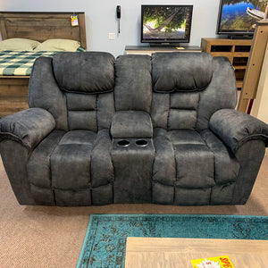 Chenille Reclining Loveseat with Console