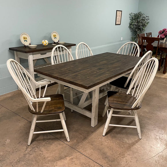 White Farmhouse Rectangular Table & 6 Chairs